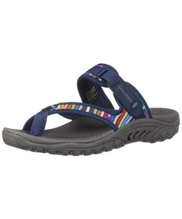 Skechers Women's Reggae-Mad Swag-Toe Thong Woven Sandal 8 Navy