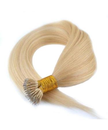 Nano Ring Hair Extensions Real Thick Human Hair Remy All Lengths Light Blonde #613 (18" Length)