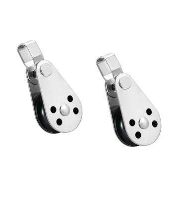 Lsahyong 316 Stainless Steel Nylon Marine Pulley,Pulley Blocks Rope Runner Kayak Boat Accessories,Suitable for 0.08" to 0.32" Ropes 2 PACK