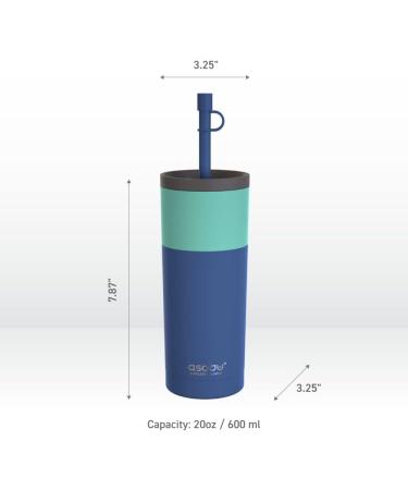 Asobu Sippy Double Wall Stainless Steel Tumbler 20oz with Silicone Straw - Pastel Blue - Buy Online on SooperMarket.com