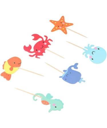 Vctitil 24pcs/Set Ocean Animal Cupcake Toppers Under The Sea Party Cake Flags Baby Shower Birthday Party Cake Decorations - Buy Online on SooperMarket.com