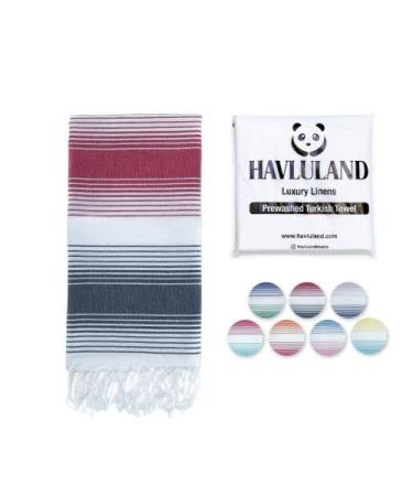 HAVLULAND Turkish Beach Towel 100% Cotton Oversized 71x39 Turkish Bath Towels Sand Free Beach Towels Lightweight Absorbent Quick-Dry Picnic Outdoor Yoga Camping Travel Beach Blanket (Navy/Blue)