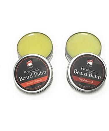GBS Beard Balm Gift Set- Sweet Orange & Sandalwood Beard Balms with Mustache & Beard 4 Sided Template Wood Comb + Protective Travel Case - Buy Online on SooperMarket.com