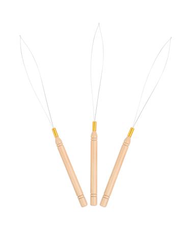 Vlasy 3PCS Hair Extension Loop Needle Threader Pulling Hook Tools Micro Loop Nano Beads Device Hair Extension Threader for Hair or Feather Extensions