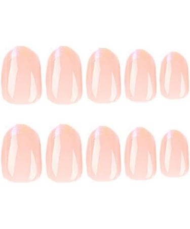 Justotry 24 Pcs Nude Oval Short Glitter French Press on Nails - Purple Almond Medium Stick on Nails with Nail Glue for Women - Nail Art Fake Nails - Buy Online on SooperMarket.com