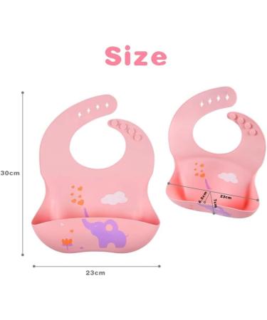 Vicloon Silicone Baby Bib 2PCS Baby Weaning Bibs Waterproof Baby Feeding Bibs Adjustable with Wide Food Catcher Pocket Unisex Toddler Bibs (Pink-Grey) - Buy Online on SooperMarket.com