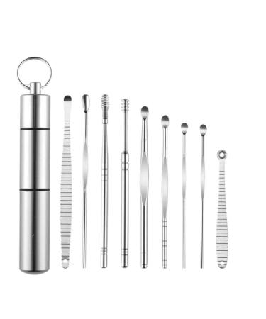 10 Pieces Ear Pick Cleansing Tool Set Ear Curette Earwax Removal Kit with a Small Cleaning Brush and Storage Box