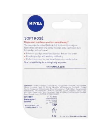 Nivea Lip Soft Rose 0.16oz Blister Pack - Hydrating Rose Lip Balm - Buy Online on SooperMarket.com