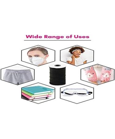 110 Yard 1/8 Inch Elastic Strap Earloop Cord Round Ear Tie Rope for Crafts - White 3mm - Buy Online on SooperMarket.com
