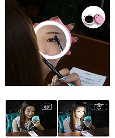 5200MAh Portable Mini Mobile Power Portable Mirror Wireless USB Charging with LED Lighting Mini Vanity Mirror Travel Sensing Lighting-Pink - Buy Online on SooperMarket.com