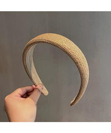 Brown Woven Straw Headband for Women - Wide Braid Boho Hairband for Beach Holiday - Buy Online on SooperMarket.com