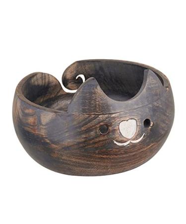 Wooden Yarn Bowl Knitting Bowl Large Crochet Yarn Holder YB2203 Handmade Crocheting Accessories and Supplies Organizer 7 x 3" Gray