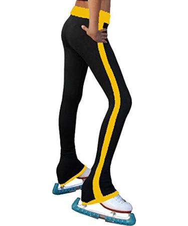 ChloeNoel Figure Skating Side Strip Pants Child P02 Gold 4-5