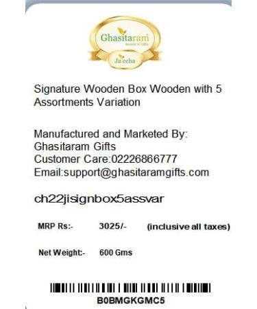 Jaiccha Ghasitaram Christmas Gifts Signature Wooden Box Wooden with 5 Assortments Variation Box wooden with 5 Assortments Variation Cap - Buy Online on SooperMarket.com