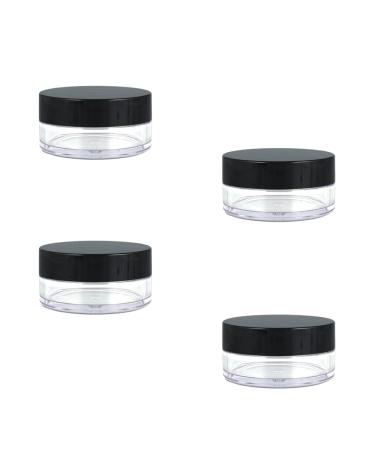 Empty Sample Pots 4 Pcs Empty Plastic Cosmetic Jars Clear Travel Cosmetic Container Mini Cosmetic Containers for Face Creams Sample Make-Up Black