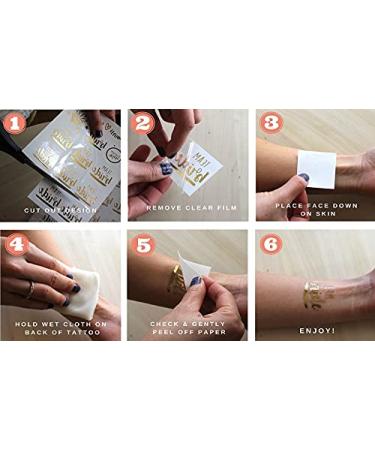 Bride to Be Bachelorette Party Tattoos - 50 Gold Metallic Designs - Team Bride Cheers Wifey Hot Bride - Waterproof & Non-toxic - Buy Online on SooperMarket.com
