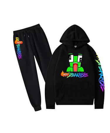 Solmlgo 5-12 Years BoysGirls Hoodie Tracksuit Pullover Hoodie and Sweatpants Suit For Boys Girls Red Game Hoodie Suits Large Black