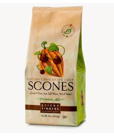 Pack of 6 15 oz Sticky Fingers Bakeries Bulk Scone Mix: Just Add Water Scone Mixes (Chocolate Chip)