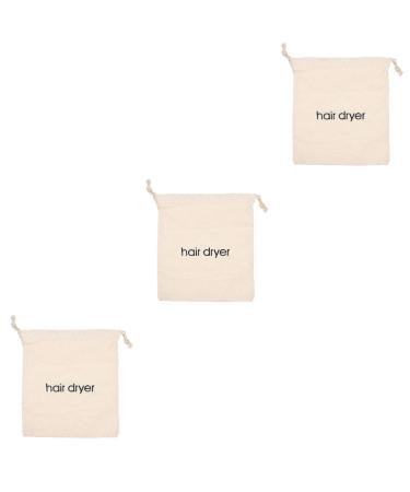PLAFOPE 3pcs Hair Dryer Storage Bag Storage Bag Drawstring Dryerbag Hairdryer Case Toiletey Sac Beige Fabric