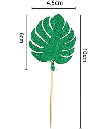 48 Pcs Glitter Tropical Leaves Cupcake Toppers Green Jungle Plants Cake Picks Palm Leaf Cake Toppers Summer Tropical Theme Cake Decorations - Buy Online on SooperMarket.com