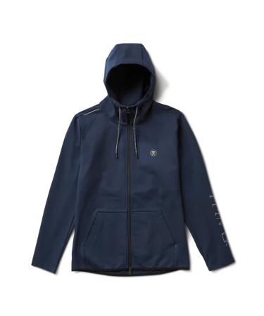 ROARK Run Amok El Morro Fleece Hoodie, Long Sleeve, Zip Up Running & Workout Jacket For Men, Black Dark Navy Large