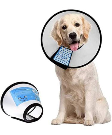 Supet Dog Cone Adjustable Pet Cone Pet Recovery Collar Comfortable Pet Cone Collar Dog Head Neck Cone for After Surgery Anti-Bite Lick Wound Healing Safety Practical Plastic E-Collar L White