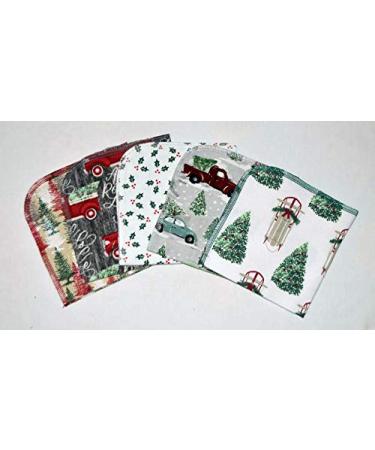 1 Ply Printed Cotton Flannel 12x12 Inches Paperless Towel Set of 5 Holiday Joy