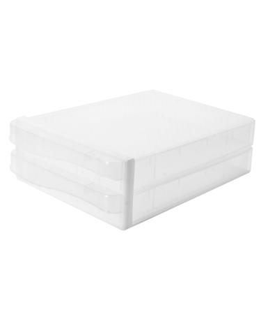 OSALADI 1 pc box Home Container Dumplings Double-deck Containe Eggs Transparent Plastic Deck re-usable Transparent Color 36X26CM double-deck