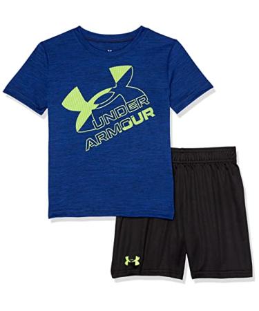 Under Armour Boys Sleeve Tee Set, Lightweight Breathable T-Shirt And Short Set, Royal Mesh, 4T US