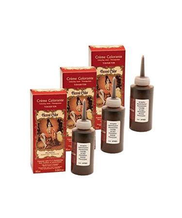 3 creams color cream mahogany 100 % natural without sulfate for hair semi-permanent natural care henna capillary 3 x 90 ml