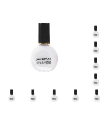 10 set of Nail Polish Glue Peel Off Liquid Nail Art Tape Latex Tape Finger Skin Protected Liquid Nail Care Tool White 10ml 10 set of (White 10ml)