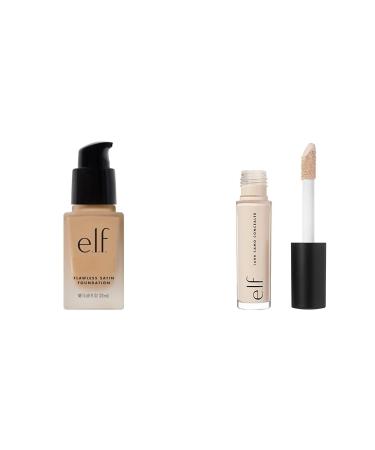 e.l.f. Flawless Finish Foundation Lightweight & Medium Coverage Semi-Matte Finish Vanilla & 16HR Camo Concealer Full Coverage & Highly Pigmented Matte Finish Light Ivory 0.203 Fl Oz (6mL)