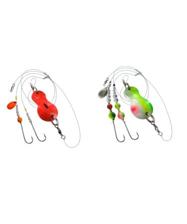 Blntackle76 Set 2 pieces buttons from Jenzi Plattfisch Blinker mounted 60 grams orange glitter 80 grams green/white/red and + free Petri Heil!sticker