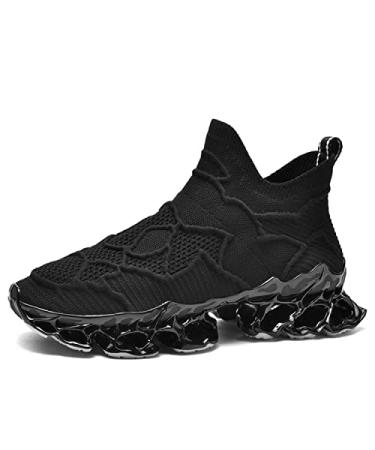 Poramea Mens Slip on Loafers Walking Tennis Shoes Laceless Running Blade Sneakers Mesh Trail Jogging Casual Athletic 12 Black