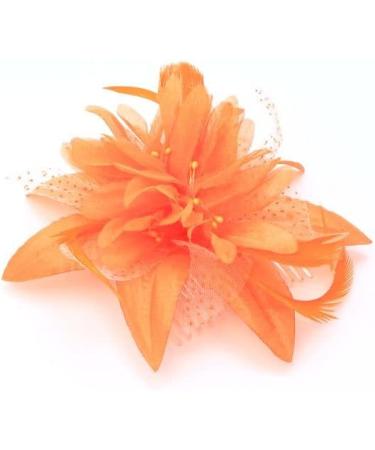 Arranview Jewellery Orange flower fascinator comb with feather tendrils Orange One Size - Buy Online on SooperMarket.com