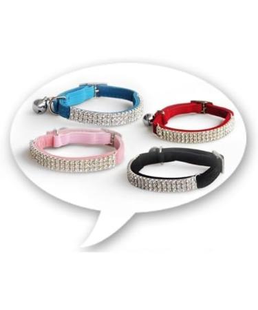 Buy Chukchi Collars for Cats - Soft Velvet Adjustable Rhinestones & Bells - 4 Colors: Black Pink Red Blue - Buy Online on SooperMarket.com
