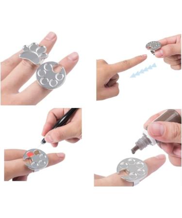 HLLMX 2 PCS Mini Manicure Palette Nail Art Tools (Silver) - Wearable Metal Holder for Gel Polish Mixing Tray - Buy Online on SooperMarket.com