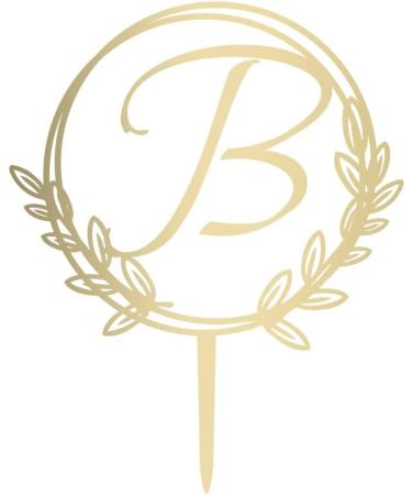 Vinisong Personalized Initial Letter B Golden Cake Topper - Rustic Wedding & Birthday Decoration - Buy Online on SooperMarket.com