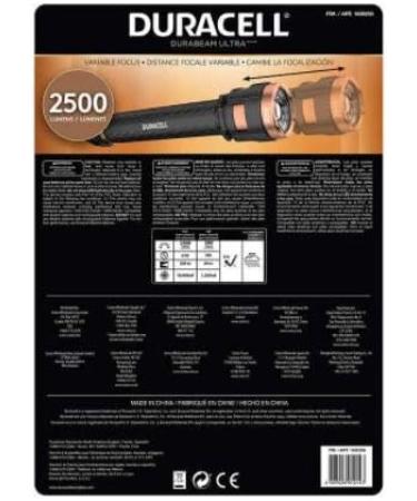Duracell 2500 Lumens Variable Focus LED Flashlight with AA Batteries - Powerful Bright & Durable | International Shipping Available - Buy Online on SooperMarket.com