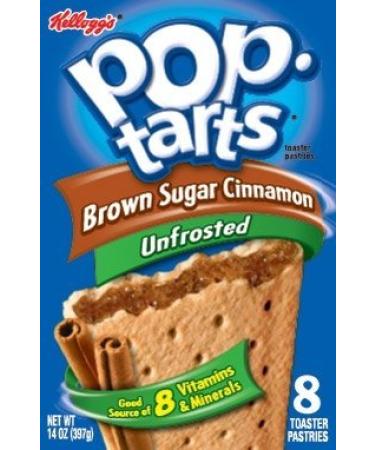 Kellogg's, Pop-Tarts, Unfrosted Brown Sugar Cinnamon, 8 Count, 14oz Box (Pack of 6)