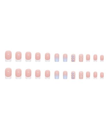 24 Pcs Square Floral Gradient Rhinestone Medium Press on Nails - Elegant Design for Women & Girls - Buy Online on SooperMarket.com