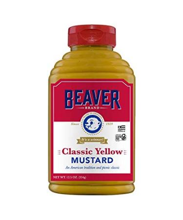 Beaver American Classic Yellow Mustard, 12.5 Ounce Squeeze Bottle (Pack of 6) Classic Yellow Mustard 12.5 Ounce (Pack of 6)