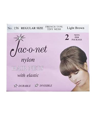 Jac-O-Net French Type Tiny Mesh Hair Net-Regular Size Light Brown 2 Net Per Pack Pack of 12