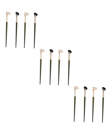 Healeved 12 Pcs Nose Shadow Brush Angled Brush Contour Blending Brush Face Makeup Brush Wooden Handle