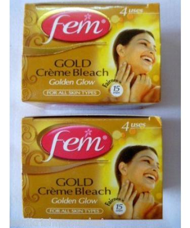 FEM Herbal Gold Cream Bleach Wt Real Gold Golden Glow Natural Fairness 26g X 2 by Fem