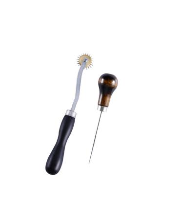Tailors Awl and Needle Point Tracing Wheel Scratch Awl 4 1/2 Long Leather Tools 4mm Leather Paper ClothSewing Overstitch Wheel Tool 6 3/4 Long Pack of 2