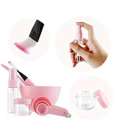 Facial Care Mask Mixing Tool Sets Bowl Stick Brush Gauge Cleaning Mat 9 in 1 Set Pink - Buy Online on SooperMarket.com
