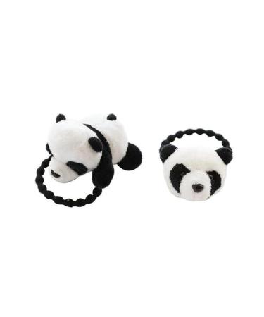 2 Pieces Chinese Plush Panda Shape Hair Tie Rubber Band Headdress Panda Rubber Band Hairpin Hair Accessory
