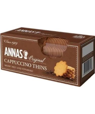 Annas Cappuccino Thins- Coffee Flavored & Light - Classic Chocolate Chip Cookies - Rich & Delicious - Perfect Food Gift for Biscuit Lovers Pack of 2 x 150g Cappuccino Pack of 2 - Buy Online on SooperMarket.com