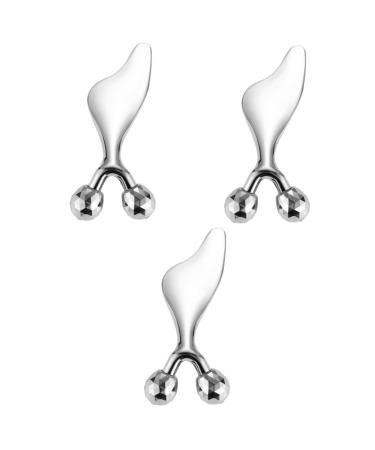 Beavorty 3pcs Dolphin Scraping Board Tool Walker Eye Massager Manual Massager Face Massage Rollers Skin Care Roller Eye Massage Rollers Stainless Steel Massage Stick Cosmetic Woman 11.40X4.70X3.00CMx3pcs Silverx3pcs